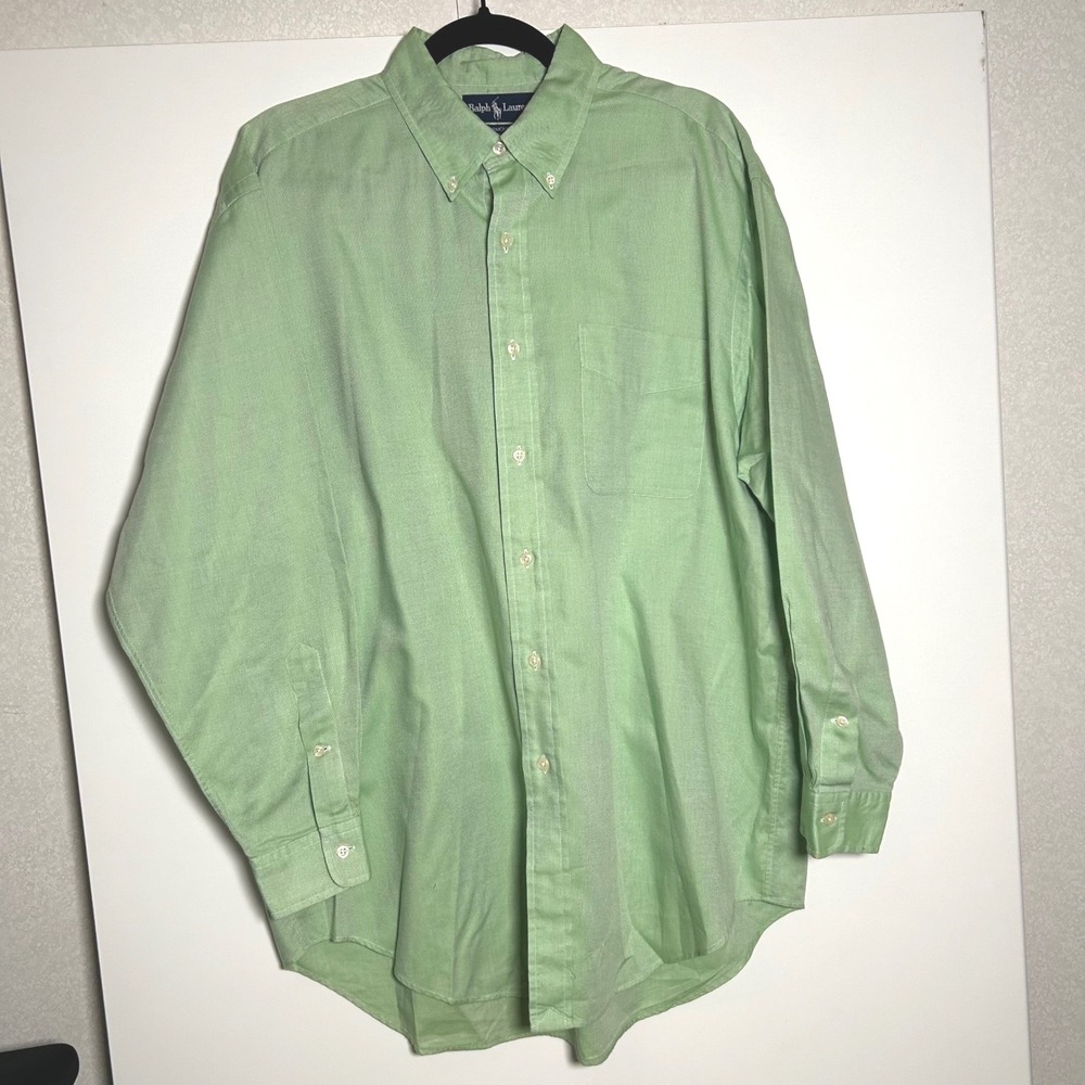 Ralph Lauren Men's Large Yarmouth 16 1/2 33 Green Long Sleeve Button Dress shirt - Picture 1 of 8